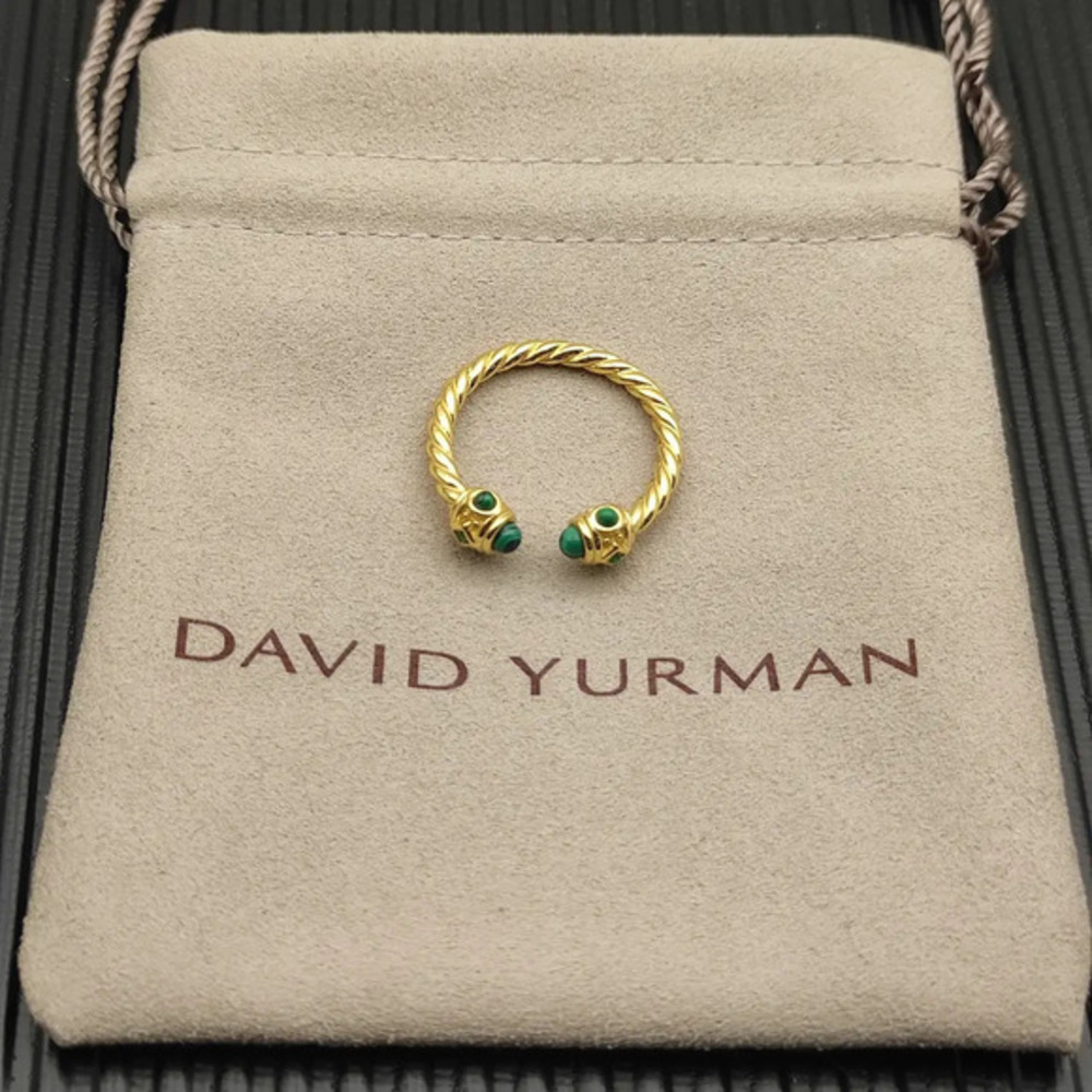 David Yurman Gold and Peacock Green Ring